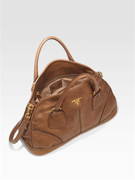 Mirage leather bowling bag Prada Brown in Leather 